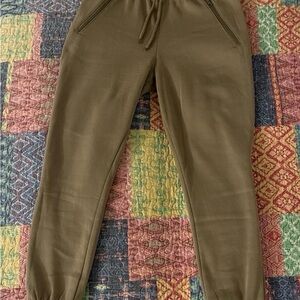 Olive Green Jogger Sweatpants with Zip Pockets